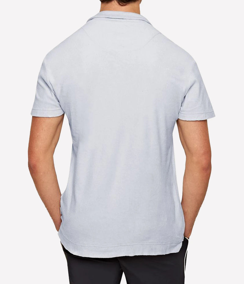 Terry Towling Polo in Light Island Sky