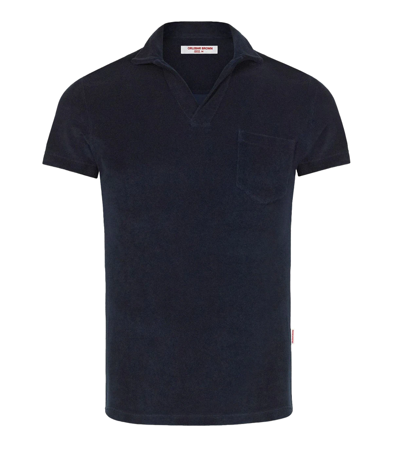Terry Towelling Polo in Navy