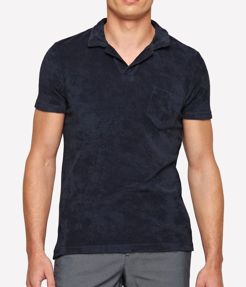 Terry Towelling Polo in Navy