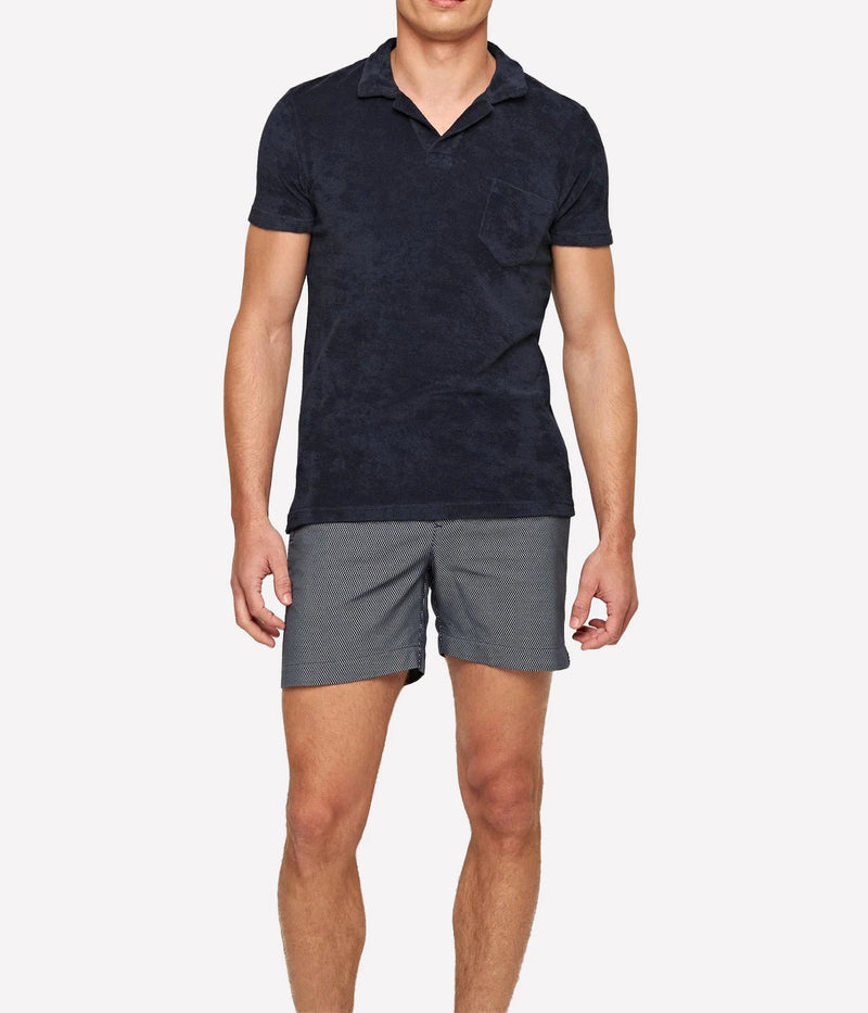 Terry Towelling Polo in Navy