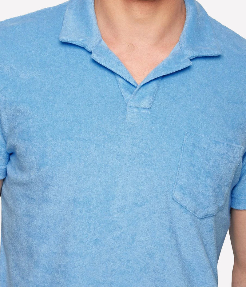 A close-up of the terry towelling fabric and tailored seams, showcasing the premium quality and craftsmanship.