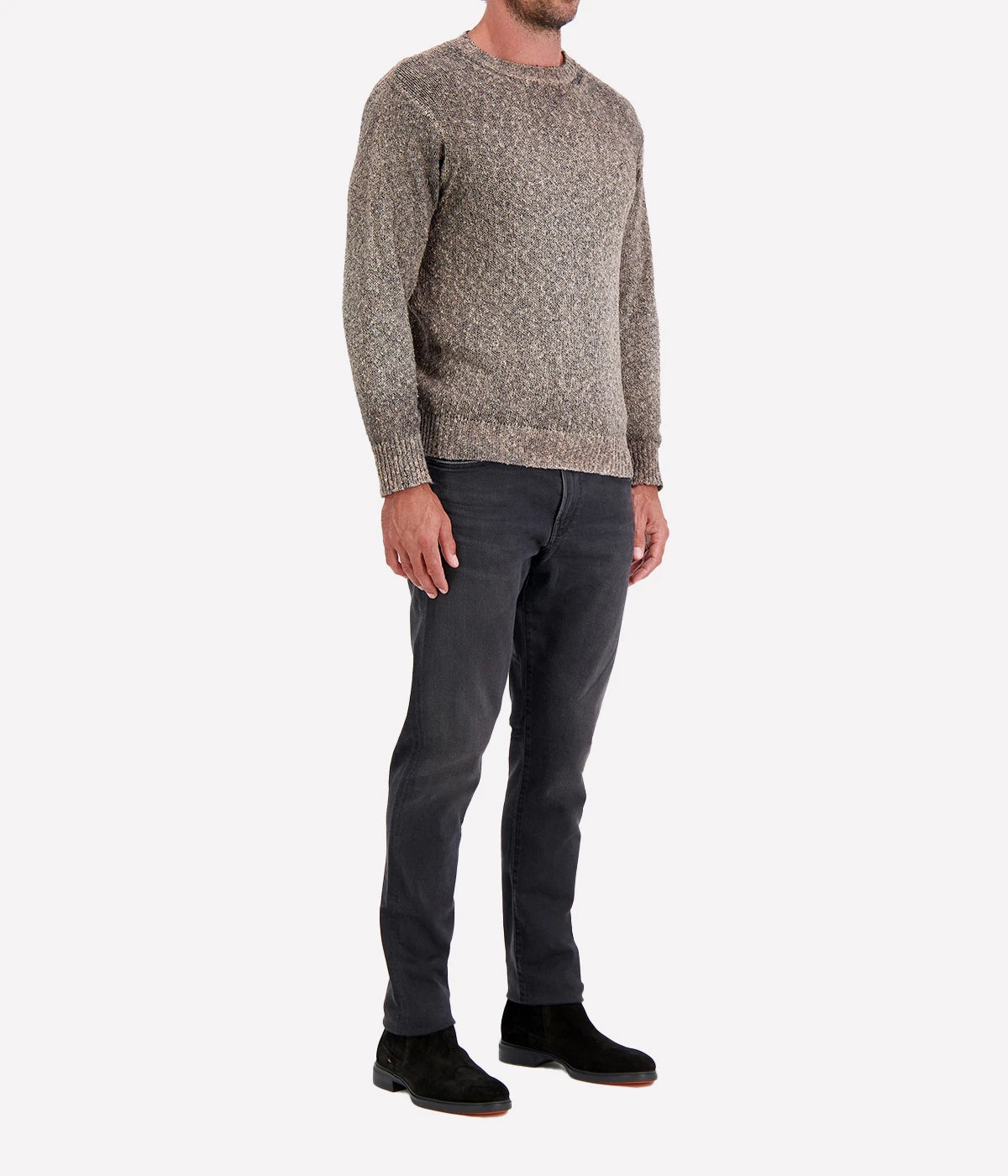 Man Knittted Pullover in Taupe