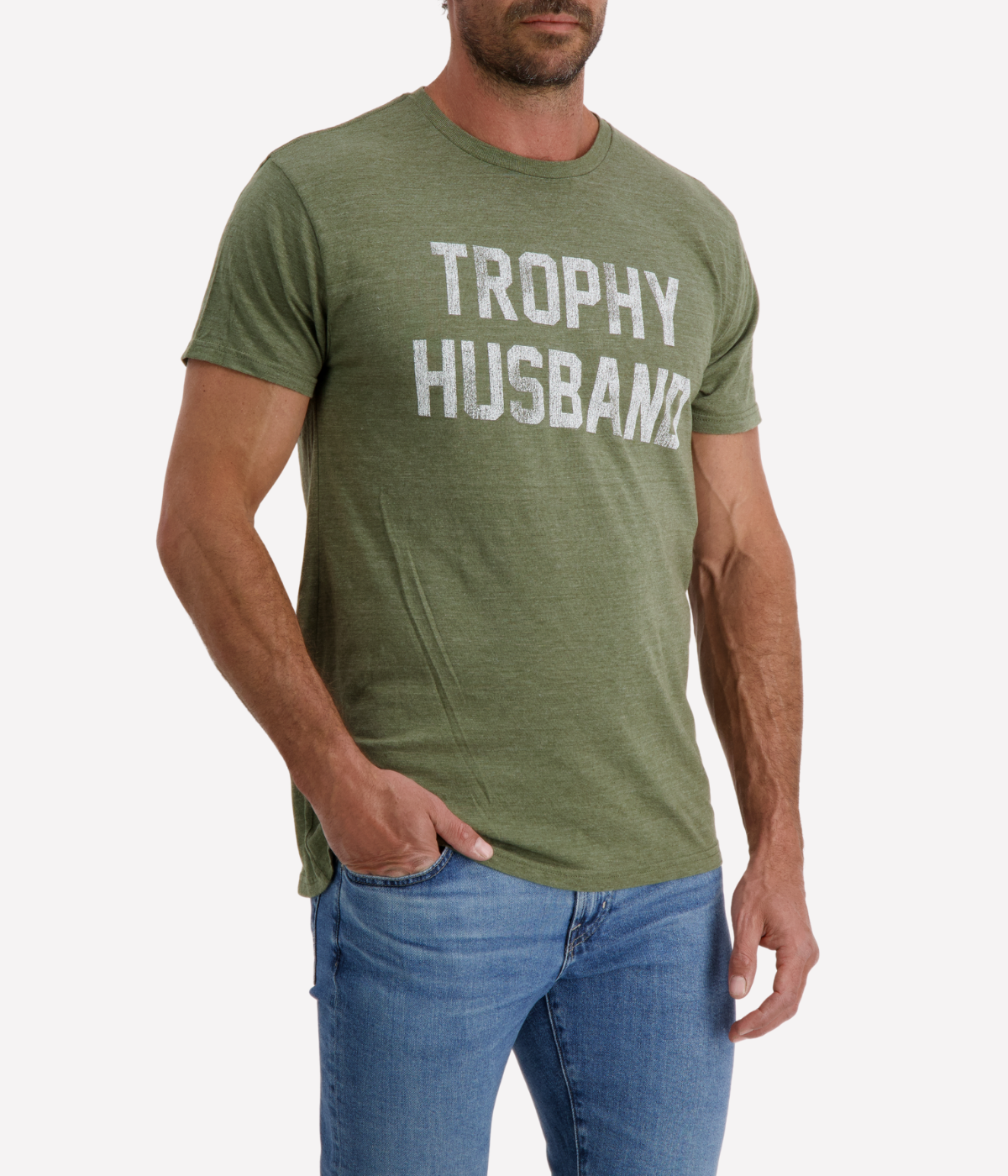 Trophy Husband Tee in Military Green