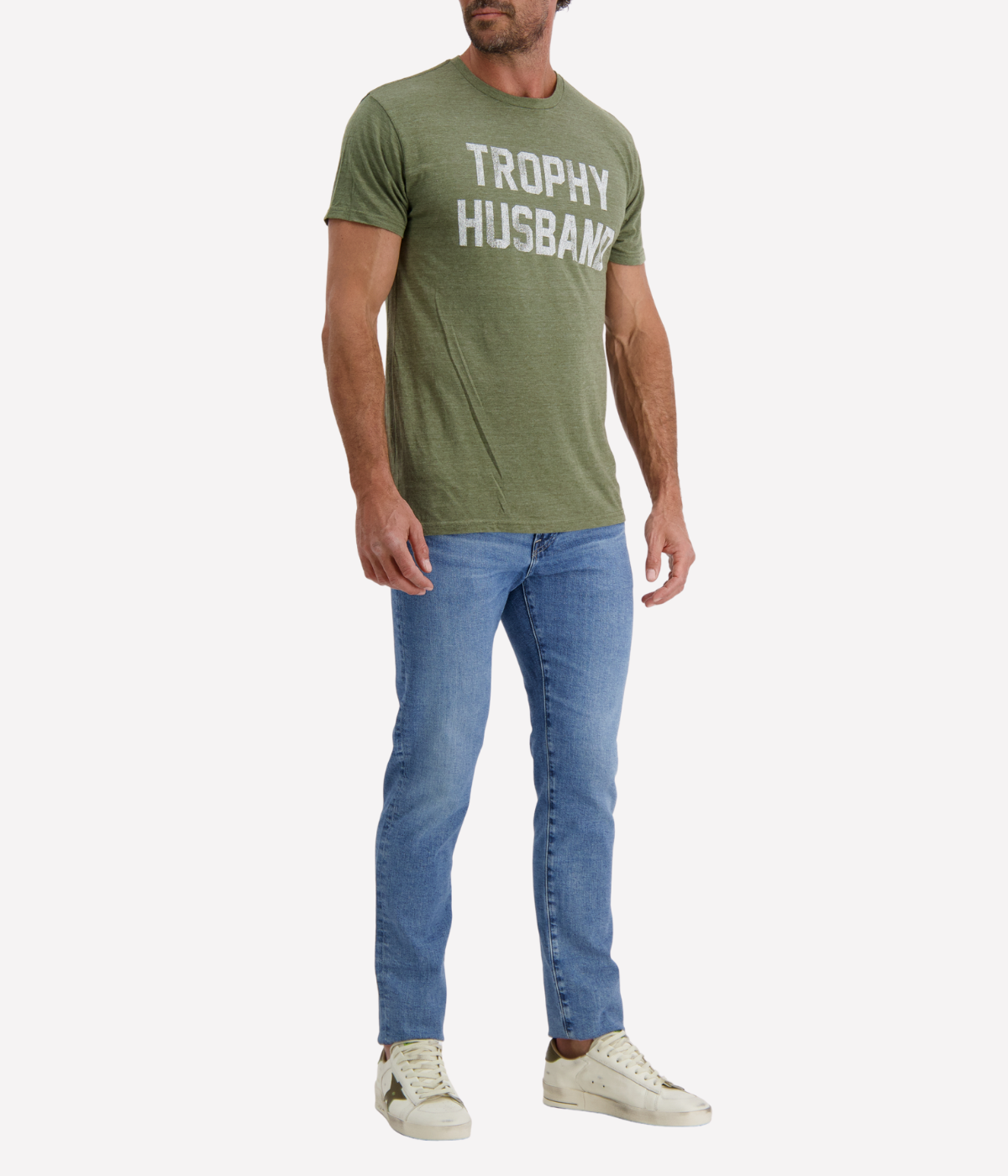 Trophy Husband Tee in Military Green