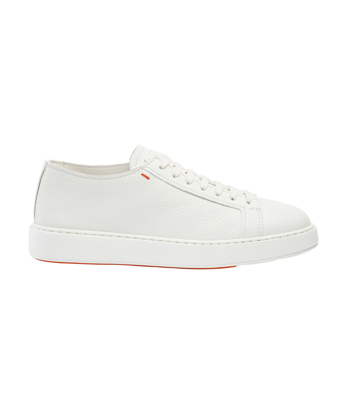 Tumbled Leather Sneaker in White