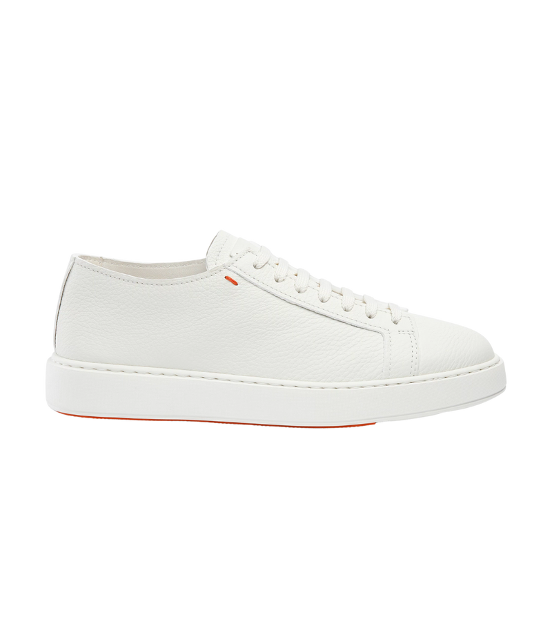 Tumbled Leather Sneaker in White