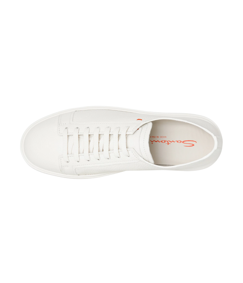 Tumbled Leather Sneaker in White