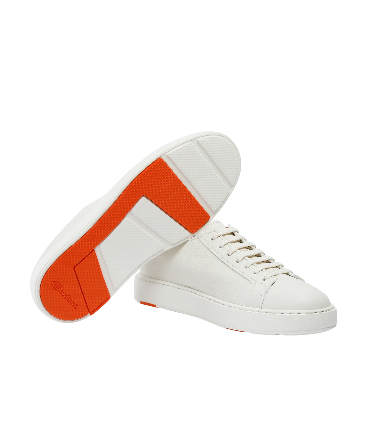 Tumbled Leather Sneaker in White