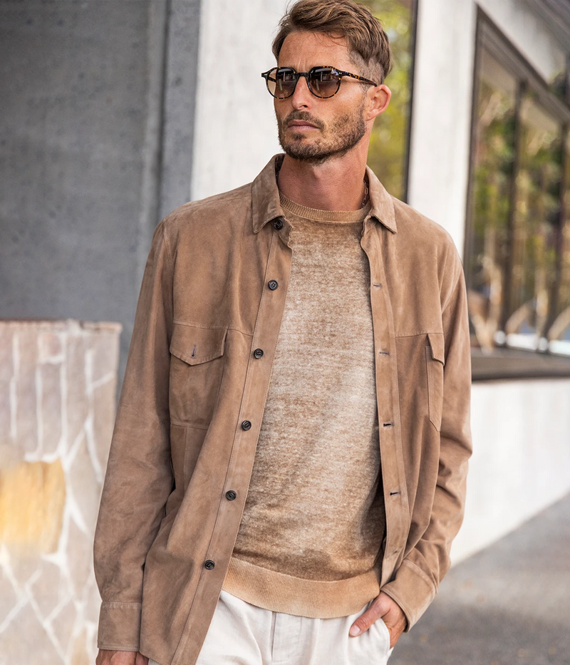 Two Pocket Leather Shirt in Camello