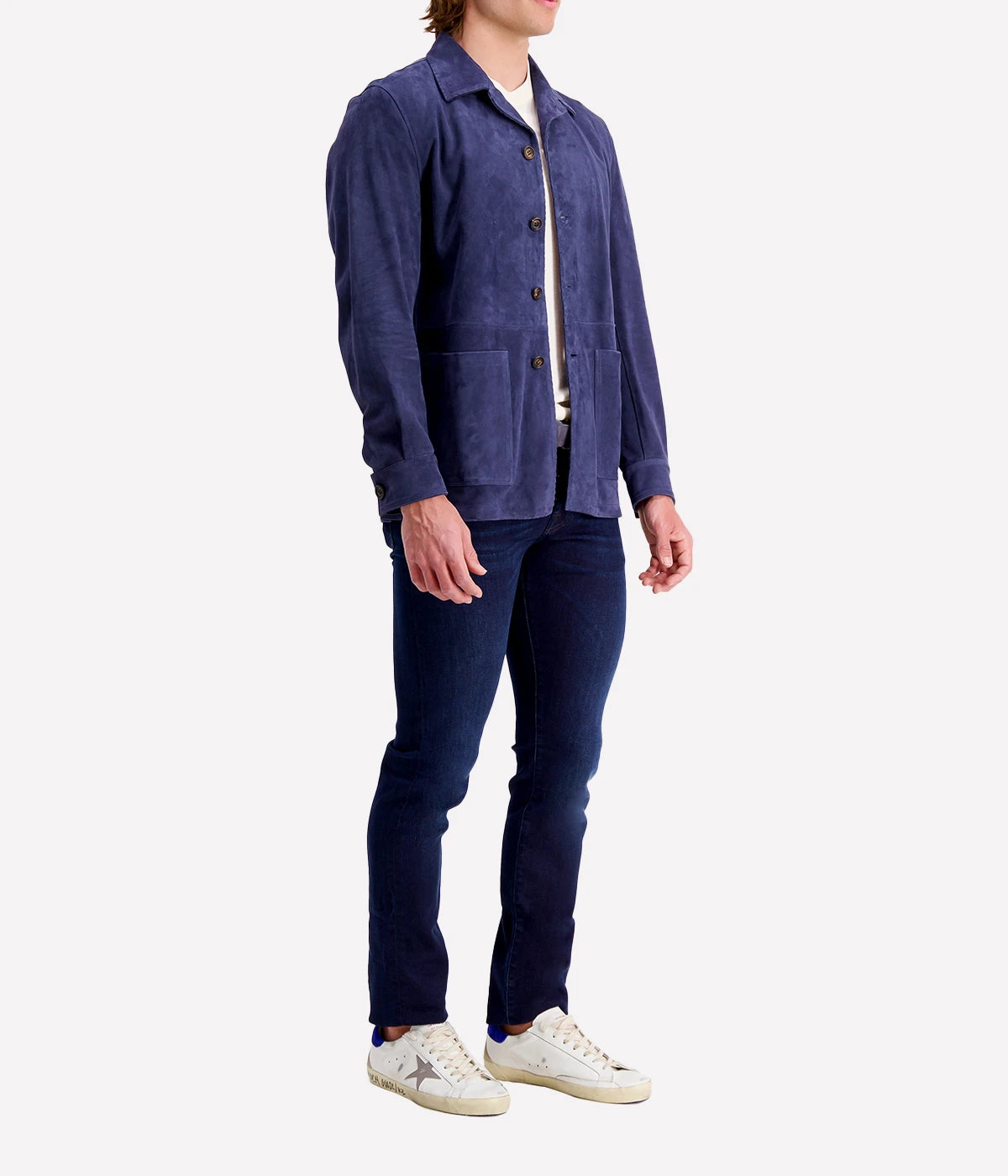 Two Pockets Nappa Suede Jacket in Blue
