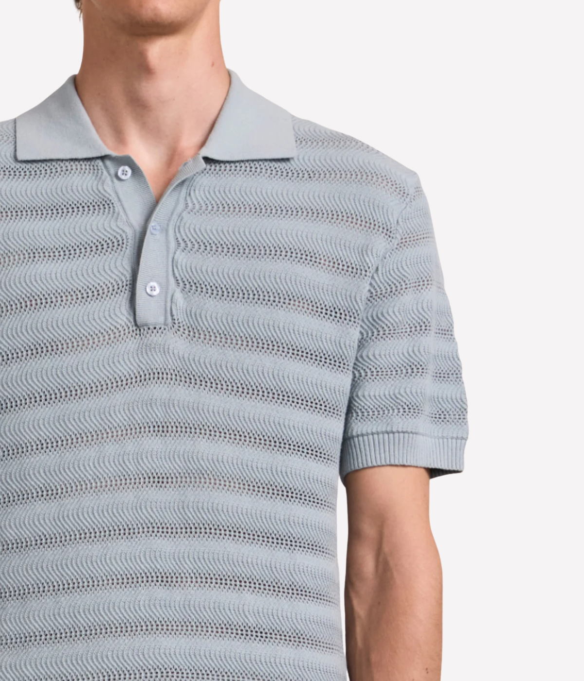 Vidal Cotton Jacquard Short Sleeve Polo in Costal Blue