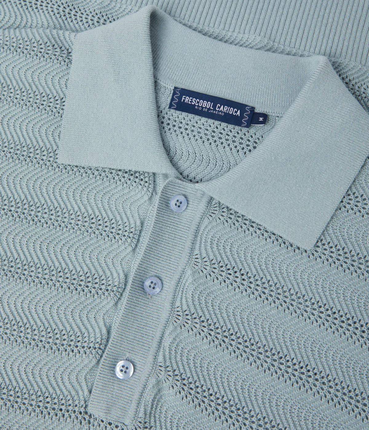 Vidal Cotton Jacquard Short Sleeve Polo in Costal Blue