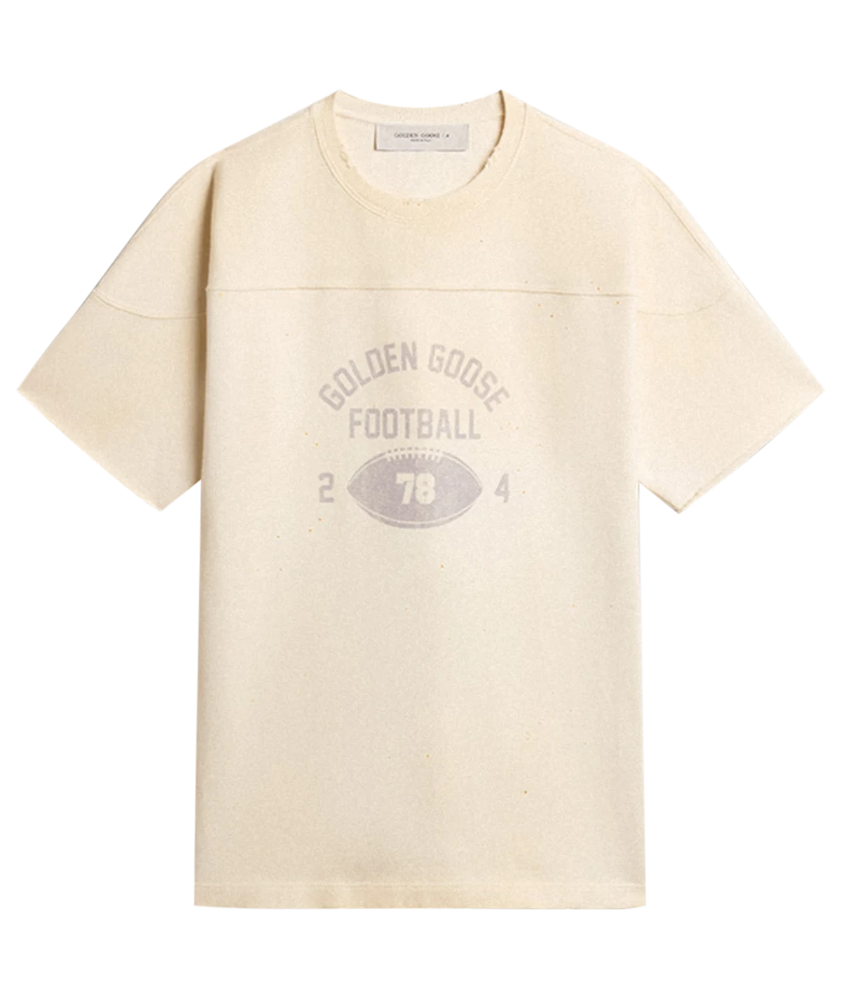 Vintage Football T-Shirt in Heritage White & Black