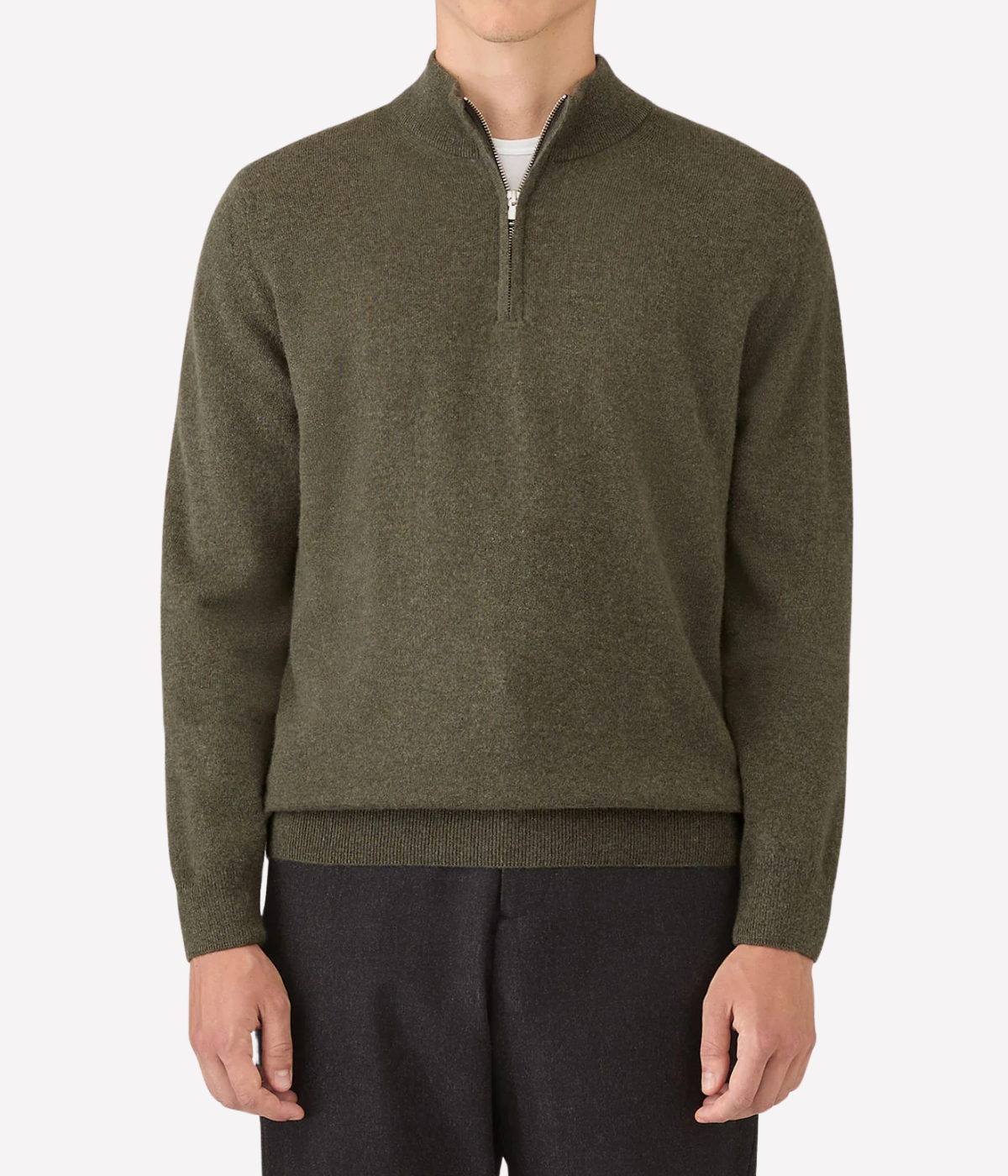Cashmere Half Zip In Khaki