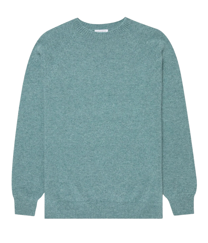 Lambswool Crew Neck In Steel Green