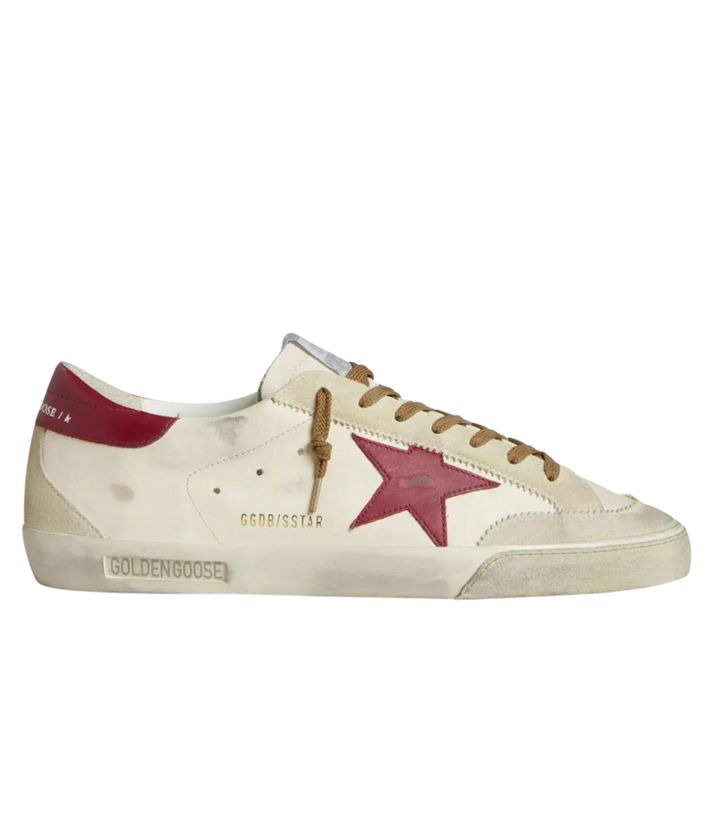 Super Star Sneaker in White Beige Red - Side Profile