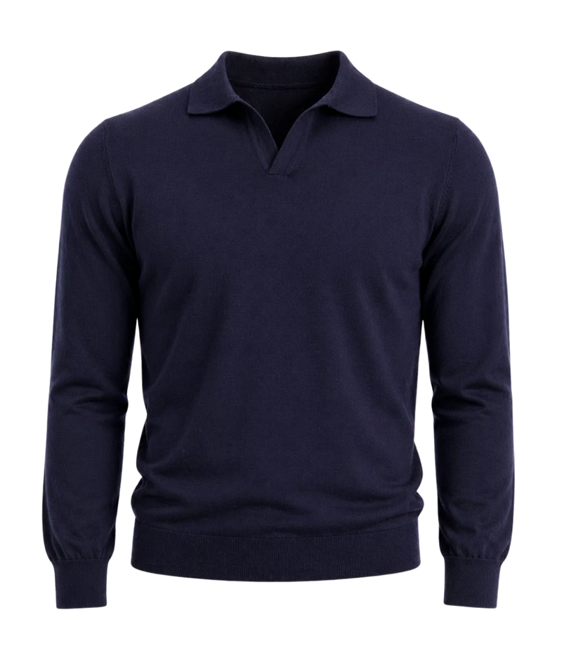 Long Sleeve Polo in NAVY