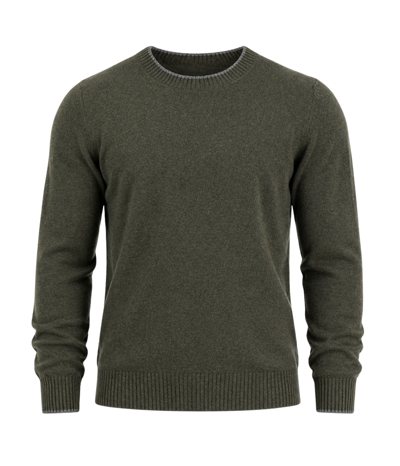 Crew Long Sleeve in Khaki Grey Trim