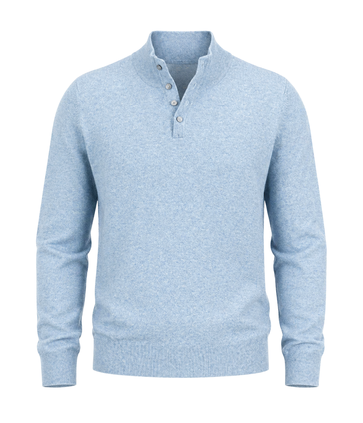 Mock Button Sweater in Sky Blue