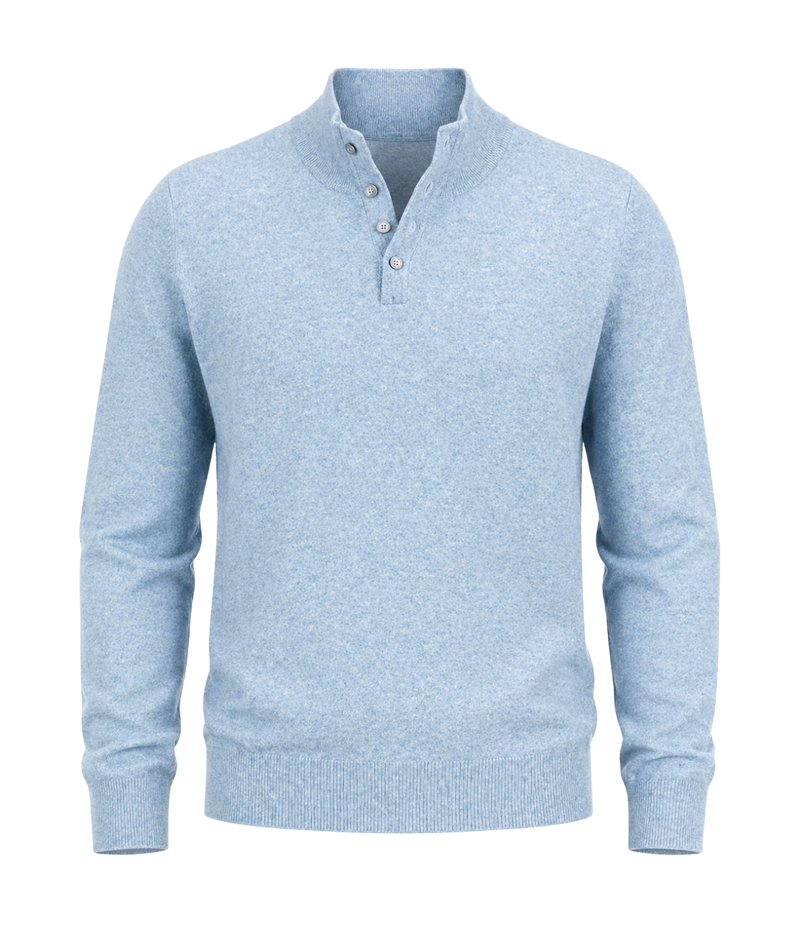 Mock Button Sweater in Sky Blue