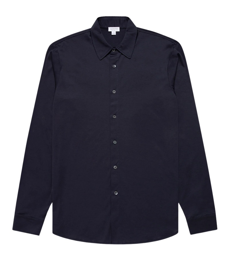 Long Sleeve Jersey Shirt In Navy