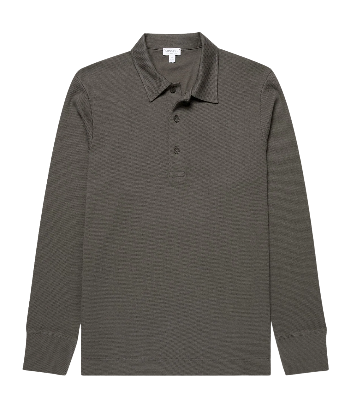 Long Sleeve Cellulock Polo In Charcoal