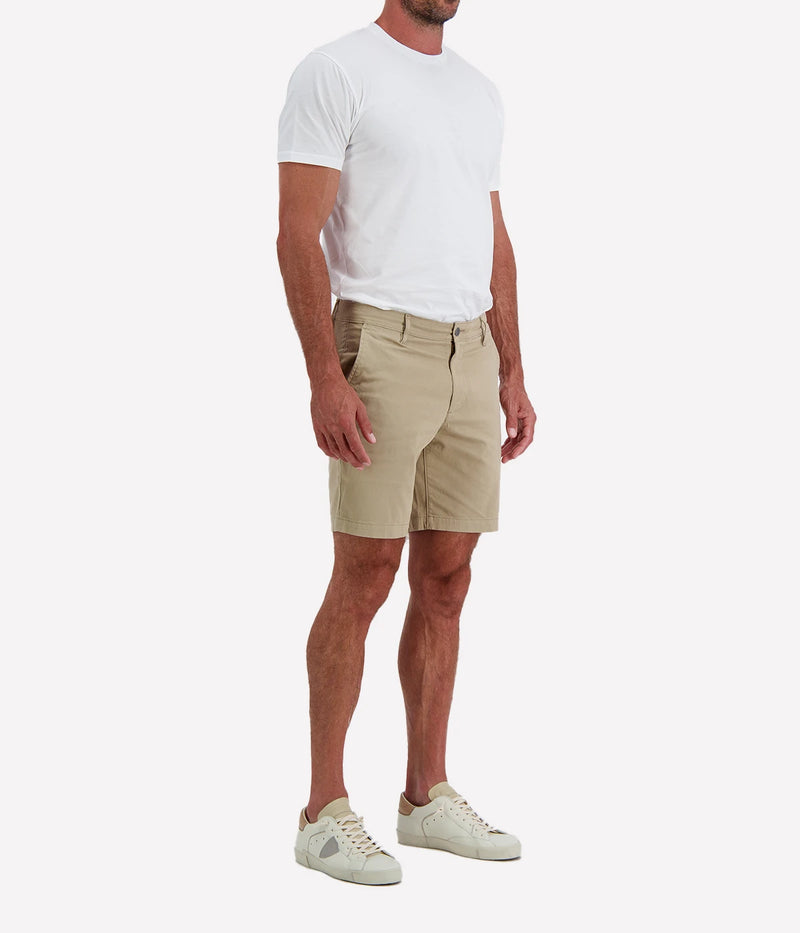 AG Wanderer Short Dry Dust On Model Full Length Angled Front View Slim Fit Short