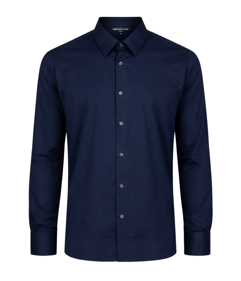 *FINAL SALE*Matte Stretch Poplin Shirt in Navy