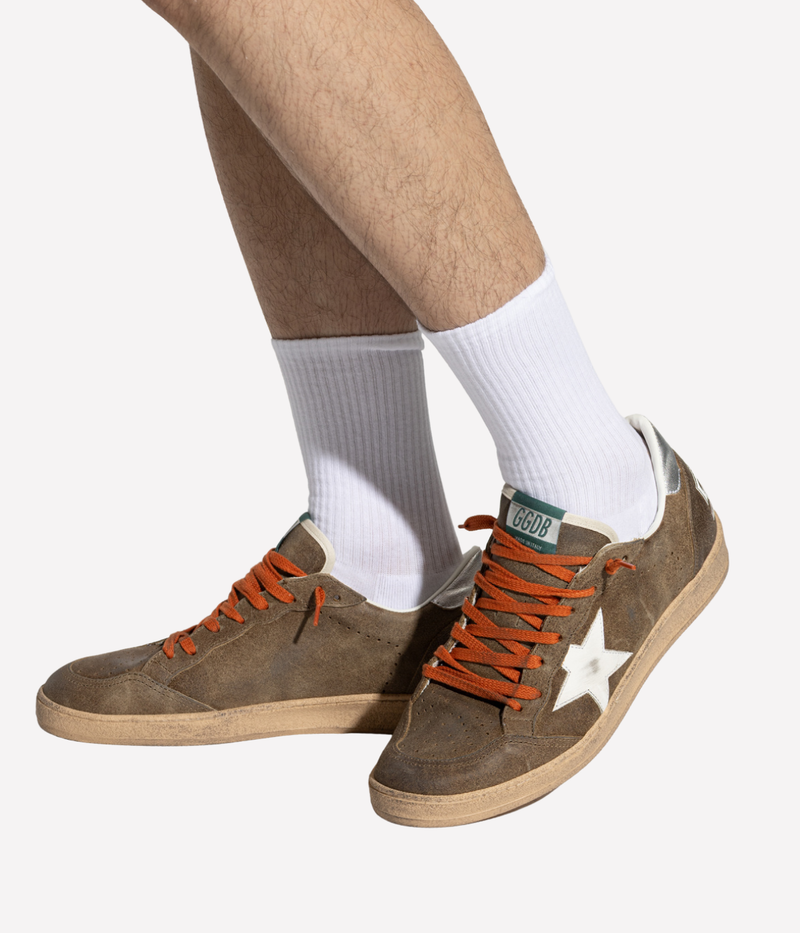 *FINAL SALE*Ball Star Sneaker In Brown/White/Silver