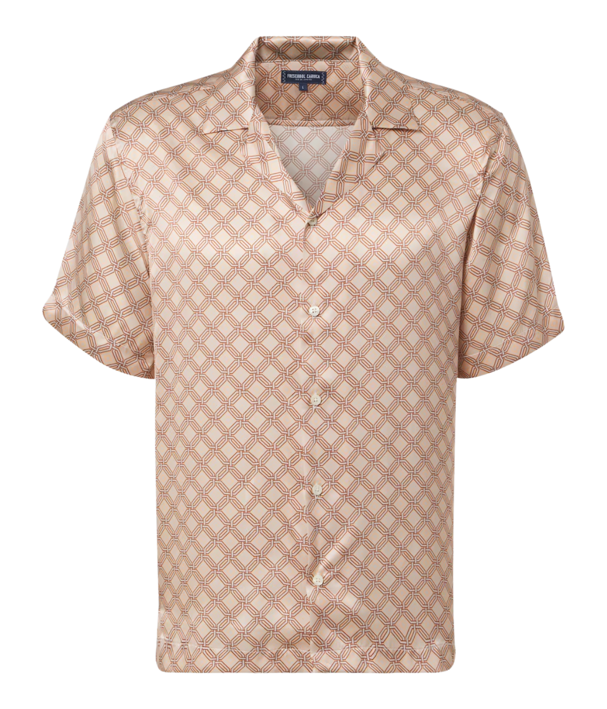 Roberto Silk Shirt Angra Trelica Print Shirt in Salmon Pink
