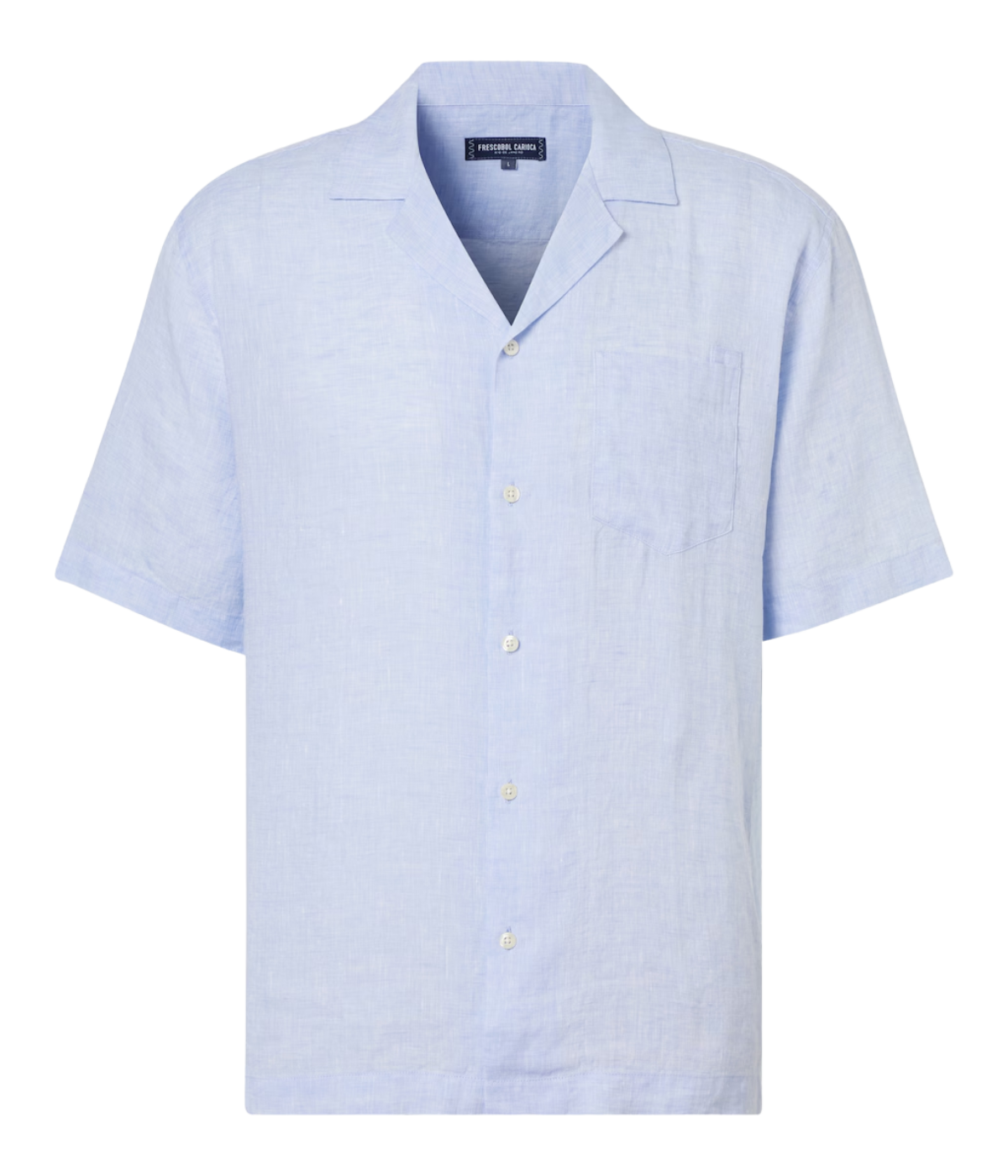 Angelo Linen Short Sleeve Shirt in Baby Blue