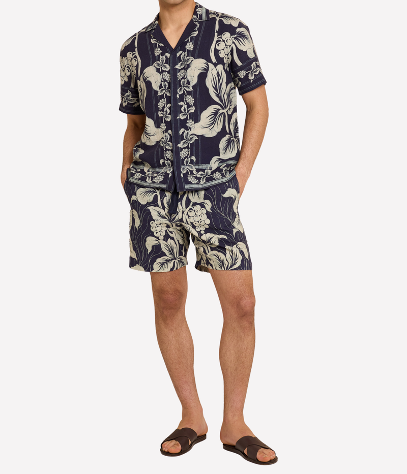 Alex Linen Short in Night Iris