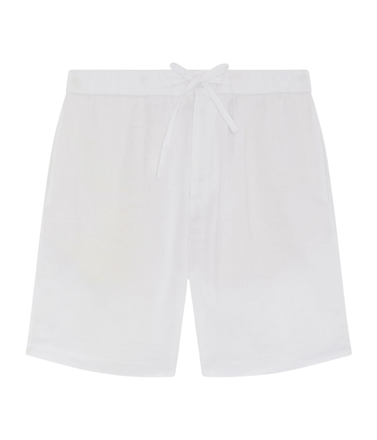 White linen shorts on a white background