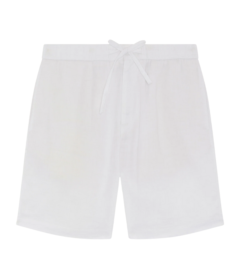 White linen shorts on a white background