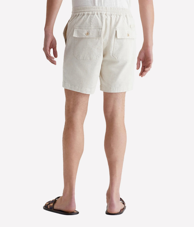 AG Wells Drawstring Short Natural On Model Back View Relaxed Short