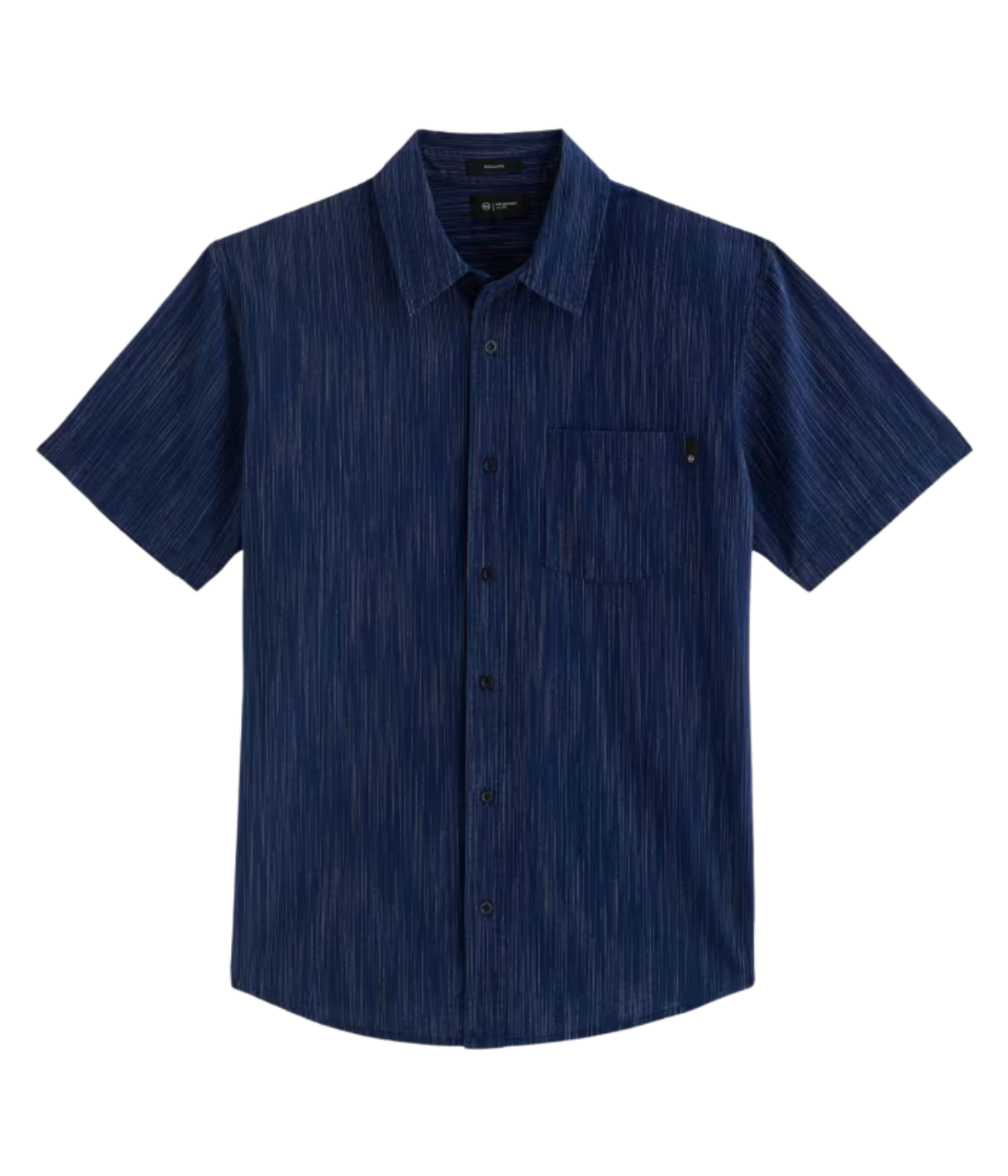 Relaxed short sleeve chambray shirt in a textured blue wash with chest pocket – the perfect laid-back summer button-up.