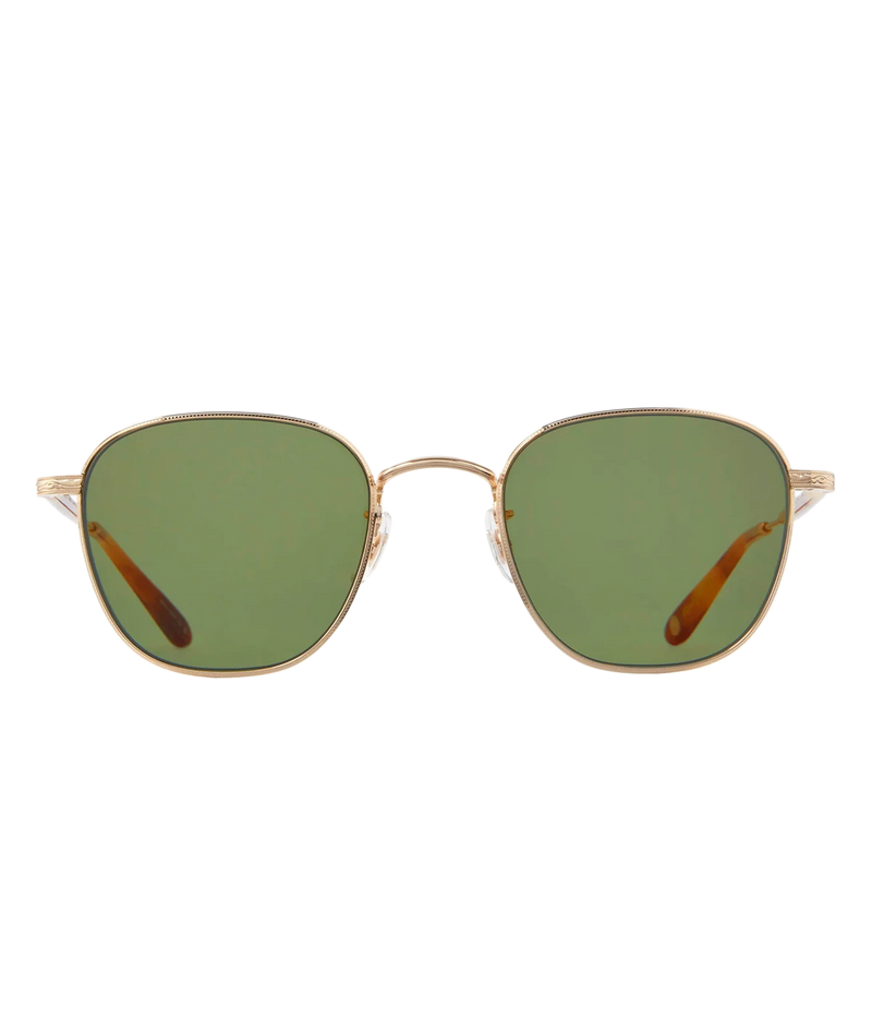 Sleek square sunglasses with a coin-edge pattern on the EyeWire, made from lightweight stainless steel and acetate temple tips. Featuring adjustable nose pads and semi-flat green CR39 lenses with UV protection and anti-reflective coating. Stylish and comfortable.
