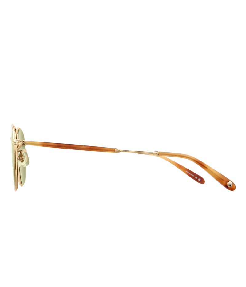 Sleek square sunglasses with a coin-edge pattern on the EyeWire, made from lightweight stainless steel and acetate temple tips. Featuring adjustable nose pads and semi-flat green CR39 lenses with UV protection and anti-reflective coating. Stylish and comfortable.