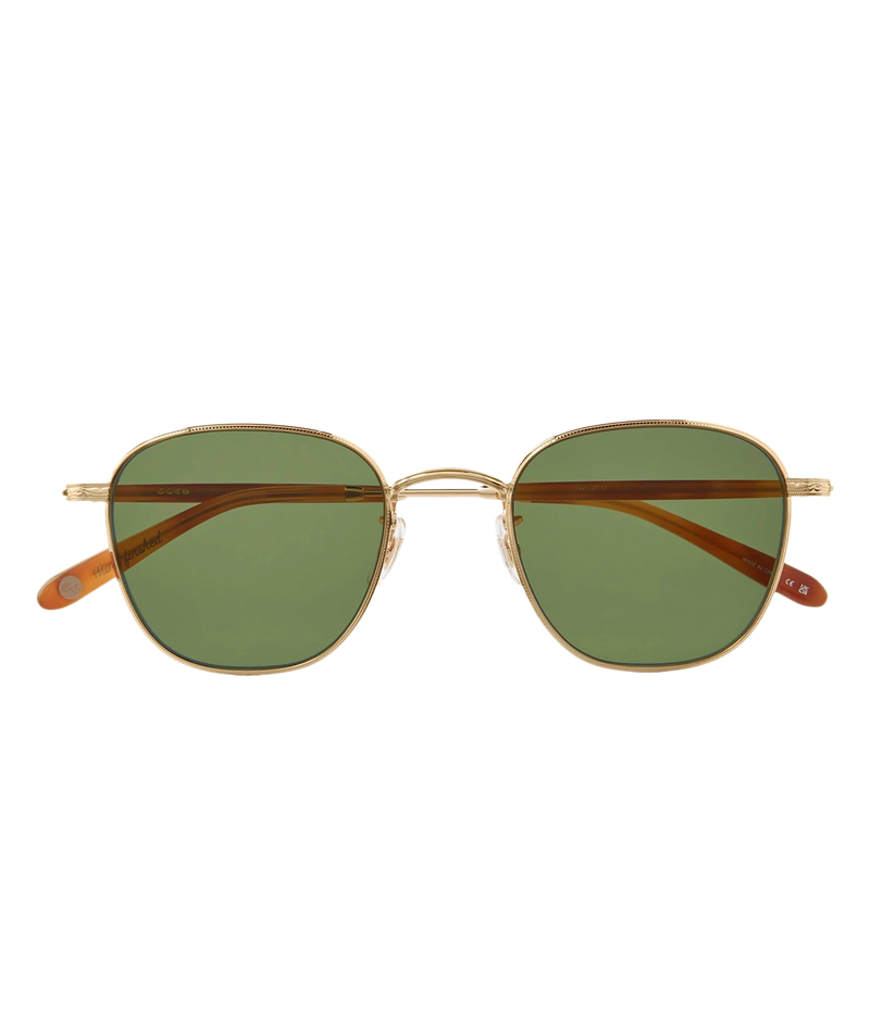 Sleek square sunglasses with a coin-edge pattern on the EyeWire, made from lightweight stainless steel and acetate temple tips. Featuring adjustable nose pads and semi-flat green CR39 lenses with UV protection and anti-reflective coating. Stylish and comfortable.
