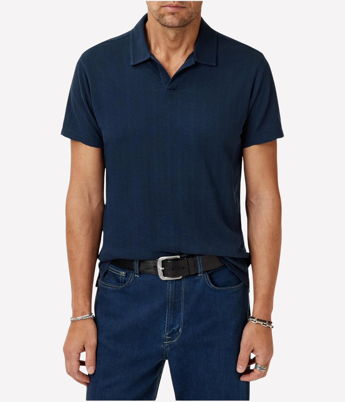 Zion Jacquard Short Sleeve in Deep Blue
