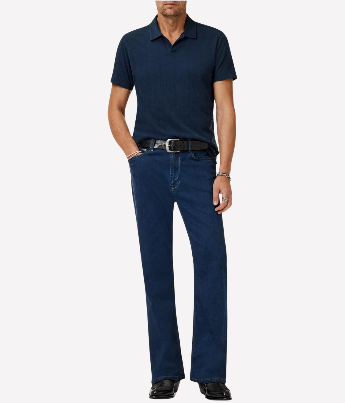 Zion Jacquard Short Sleeve in Deep Blue