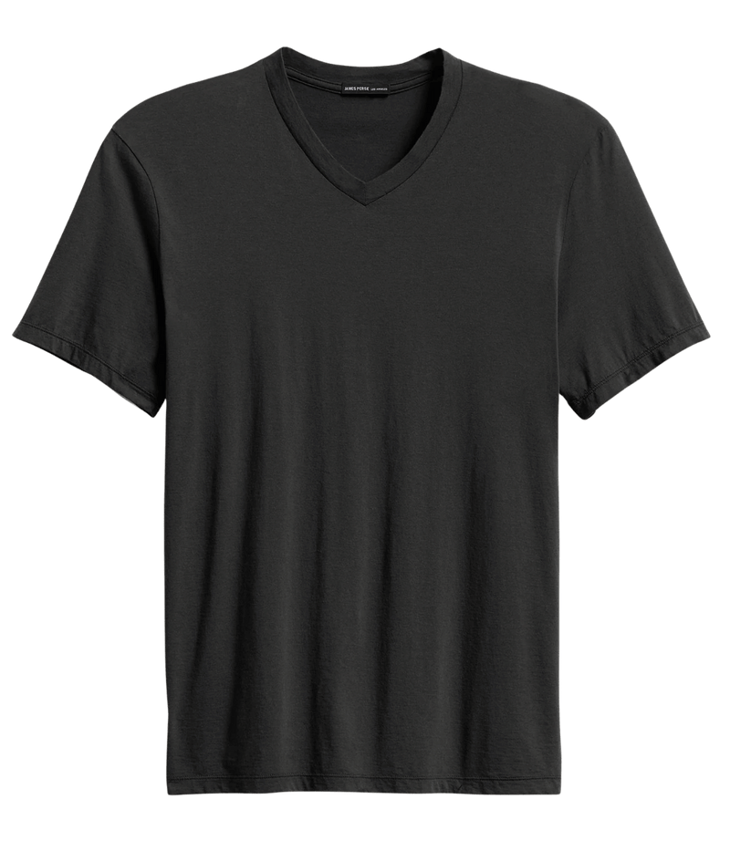 Luxe Lotus Jersey V Neck T-Shirt in Carbon