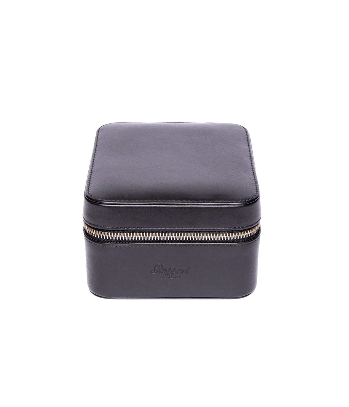 Hyde Park Two Watch Zip Case in Black Leather