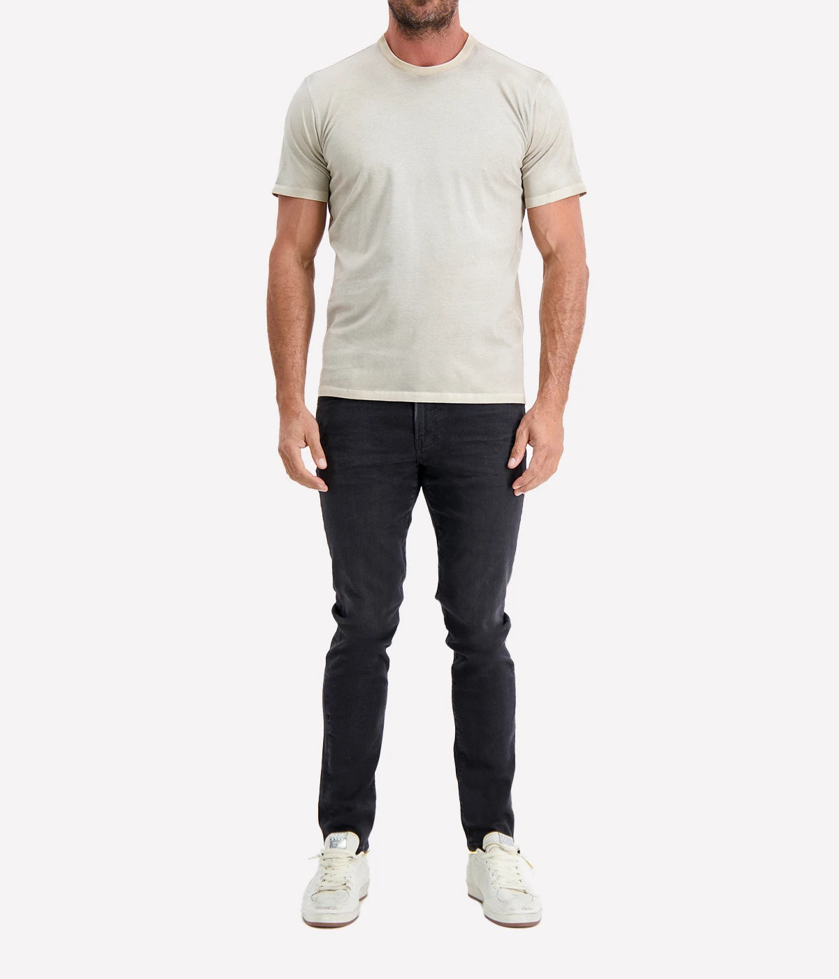Hand Painted Cotton T-Shirt in Taupe