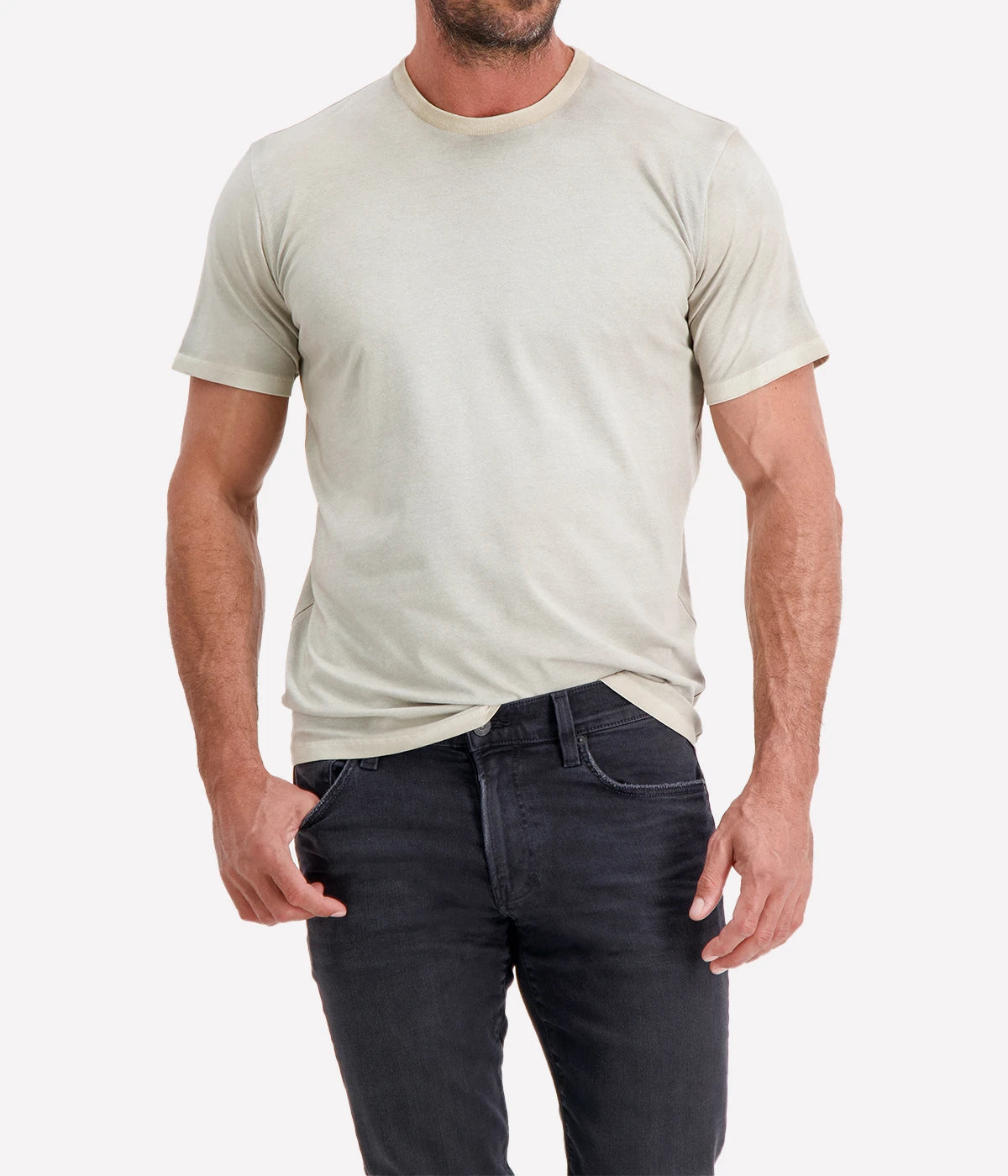 Hand Painted Cotton T-Shirt in Taupe