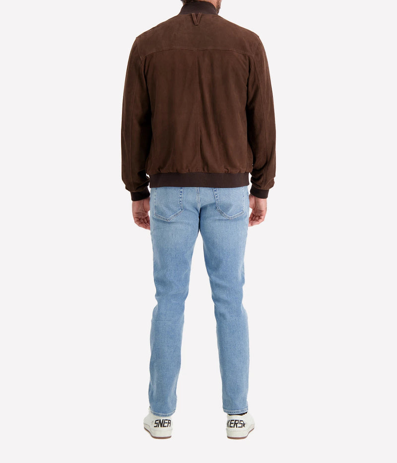 Reversible Valstarino Suede Jacket In Café Military