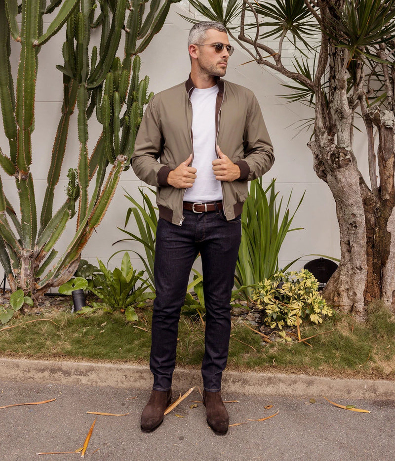 Reversible Valstarino Suede Jacket In Café Military