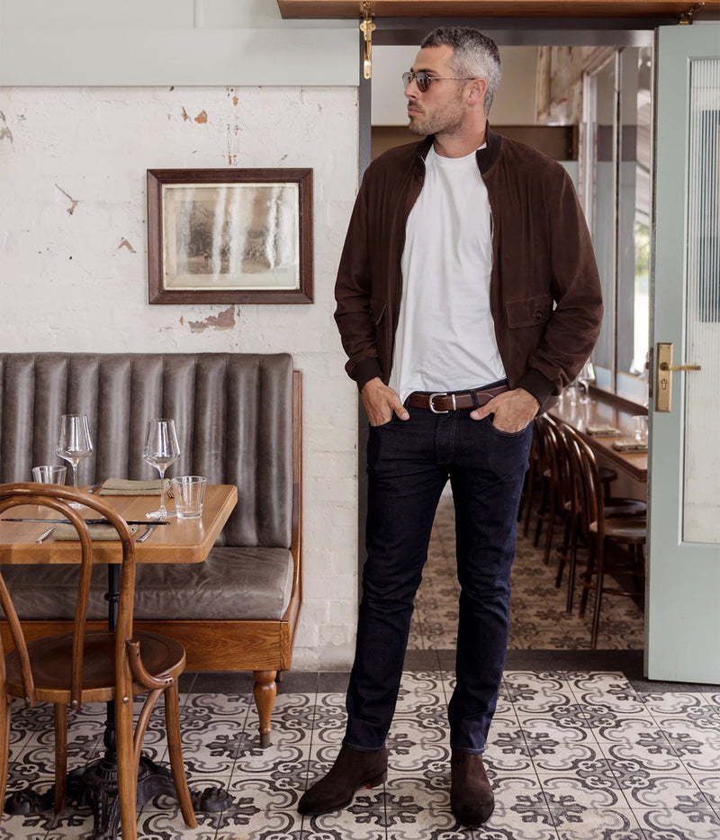 Reversible Valstarino Suede Jacket In Café Military