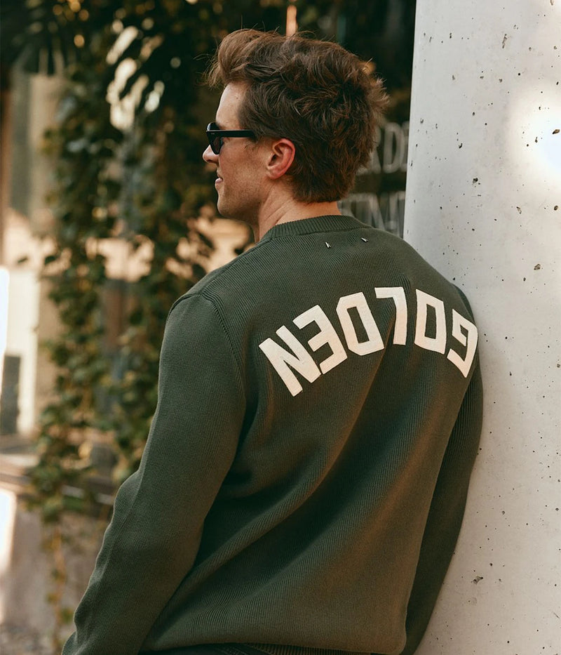 Golden Regular Crew Neck Knit in Military Green