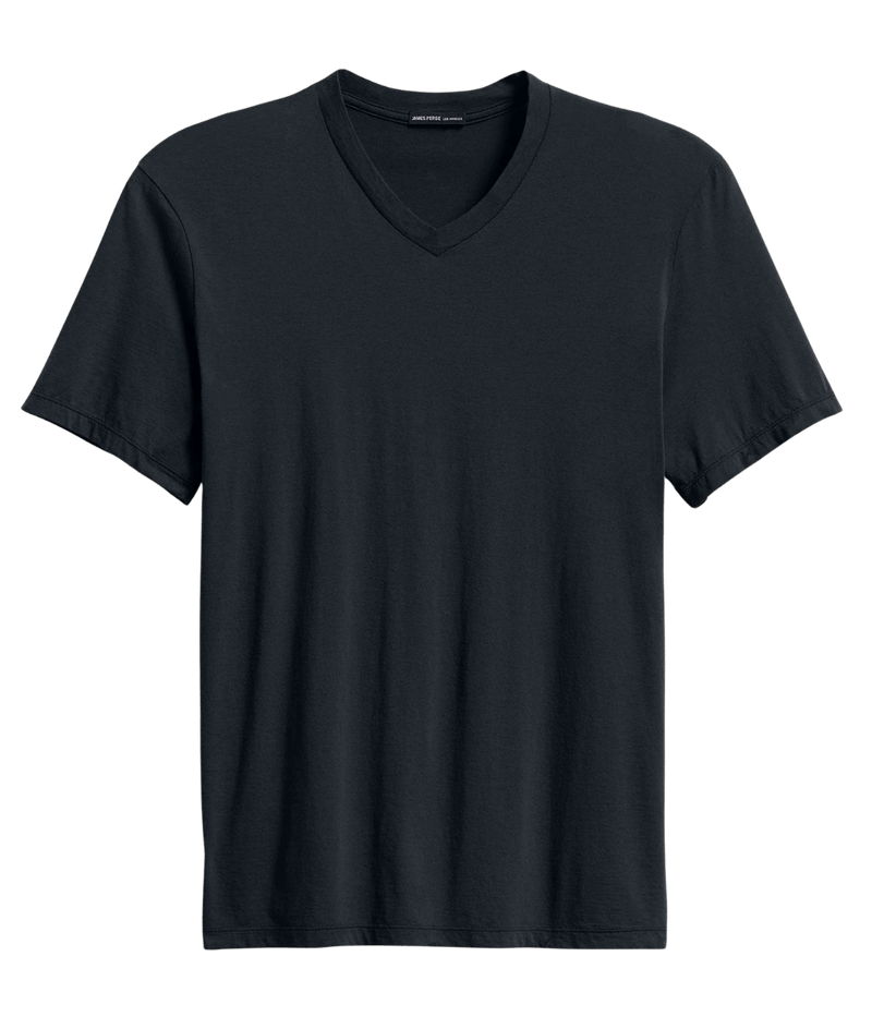 Luxe Lotus Jersey V Neck T-Shirt in French Navy